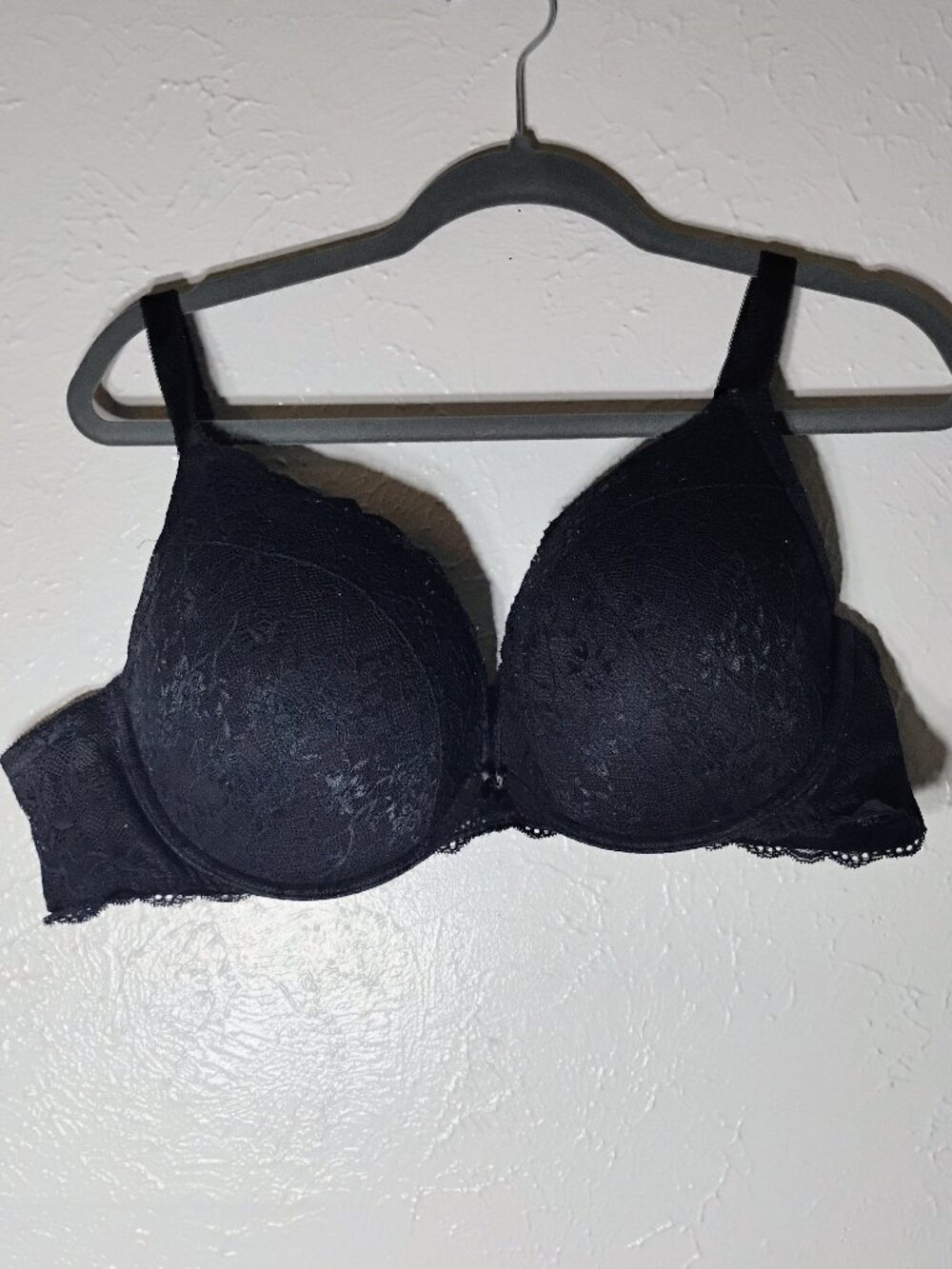 Torrid Curve Black Lace Push Up Bra Underwire Plunge Adjustable Straps 46C